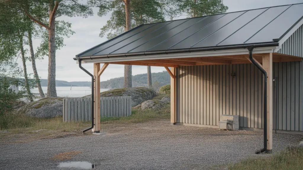 uppf rande av carport med f rr d och pl ttak i kalmarsand b lsta